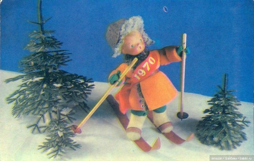 Новогодние ретро-открытки с куклами