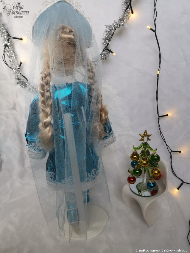 Волшебная Снегурочка, шарнирная интерьерная кукла (фото 8)