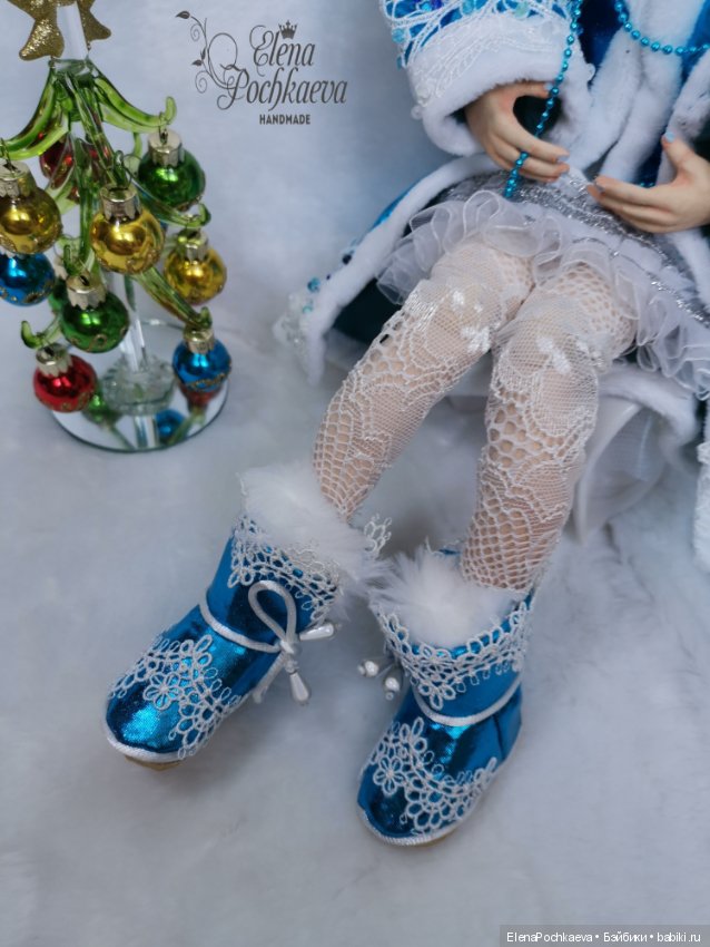 Волшебная Снегурочка, шарнирная интерьерная кукла (фото 7)