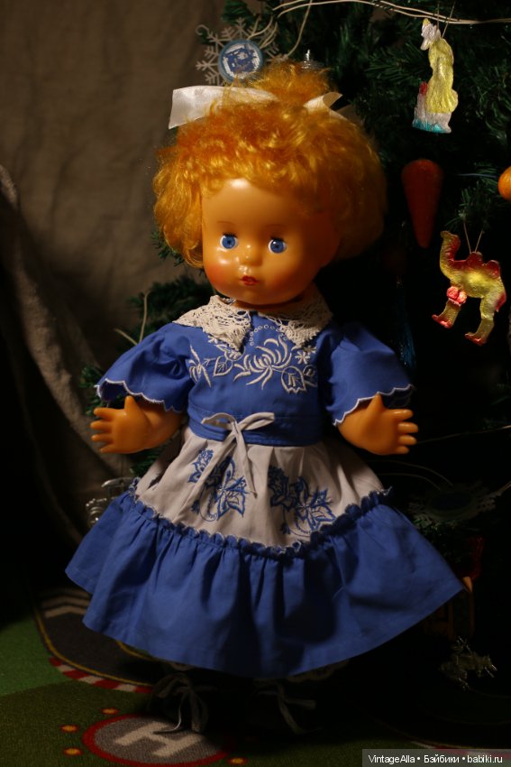 Платье цвета васильков — Советские винтажные куклы (СССР): Ленигрушка