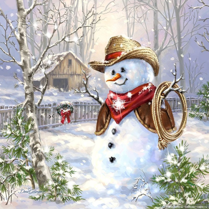 Светлые, добрые, позитивные снеговики художницы Доны Гельсингер
