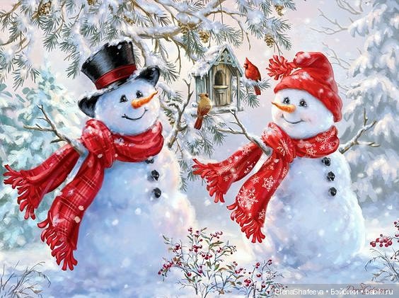 Светлые, добрые, позитивные снеговики художницы Доны Гельсингер (фото 6)
