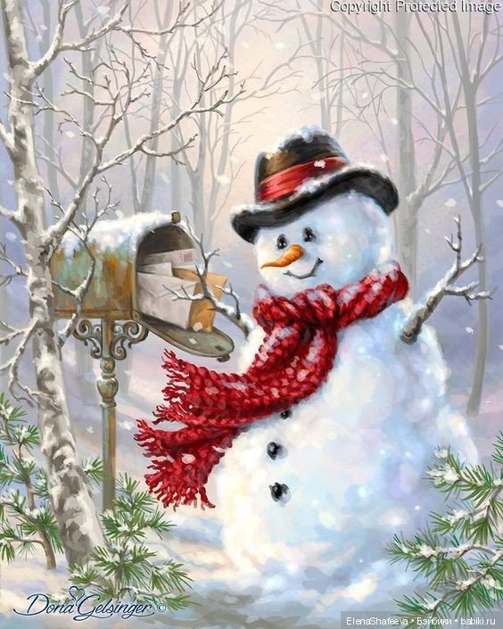 Светлые, добрые, позитивные снеговики художницы Доны Гельсингер (фото 10)