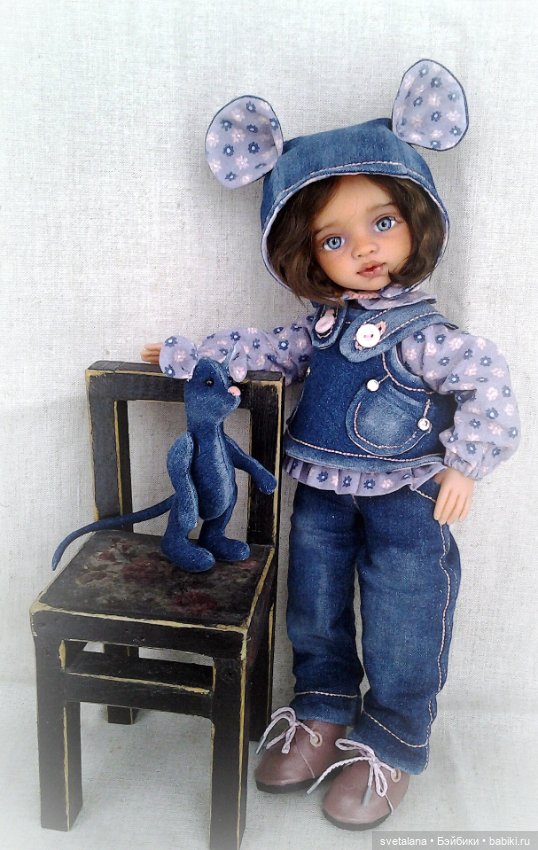 Моя маленькая джинсовая Мышка. ООАК куколки Антонио Хуан (фото 2)