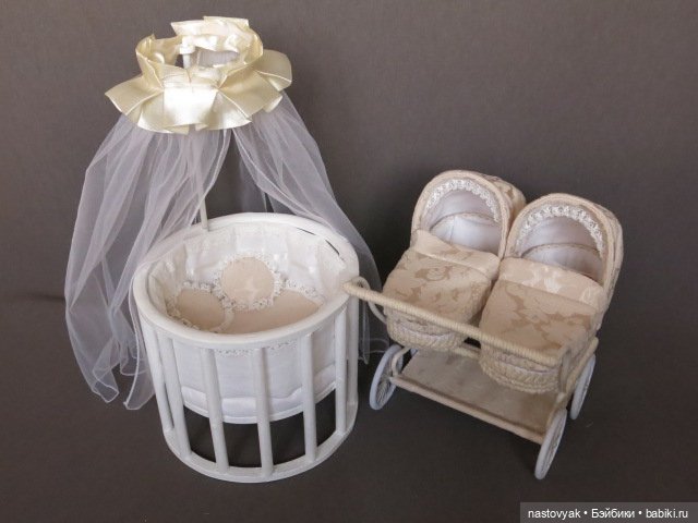 Кукольная коляска и кроватка для двойняшек. 1/6 (фото 8)