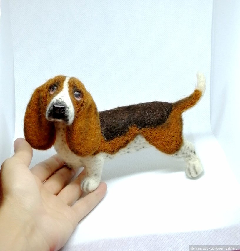 Бассет хаунд — Валяные игрушки из шерсти: сухое валяние (фото 4)