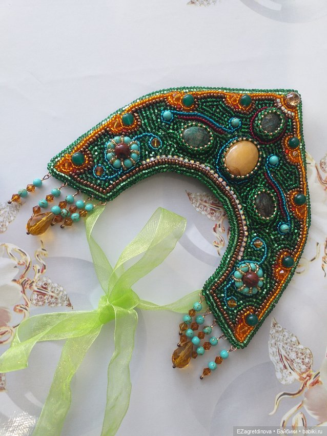 Новинки: Кокошник из бисера - Хозяйка медной горы (фото 7)