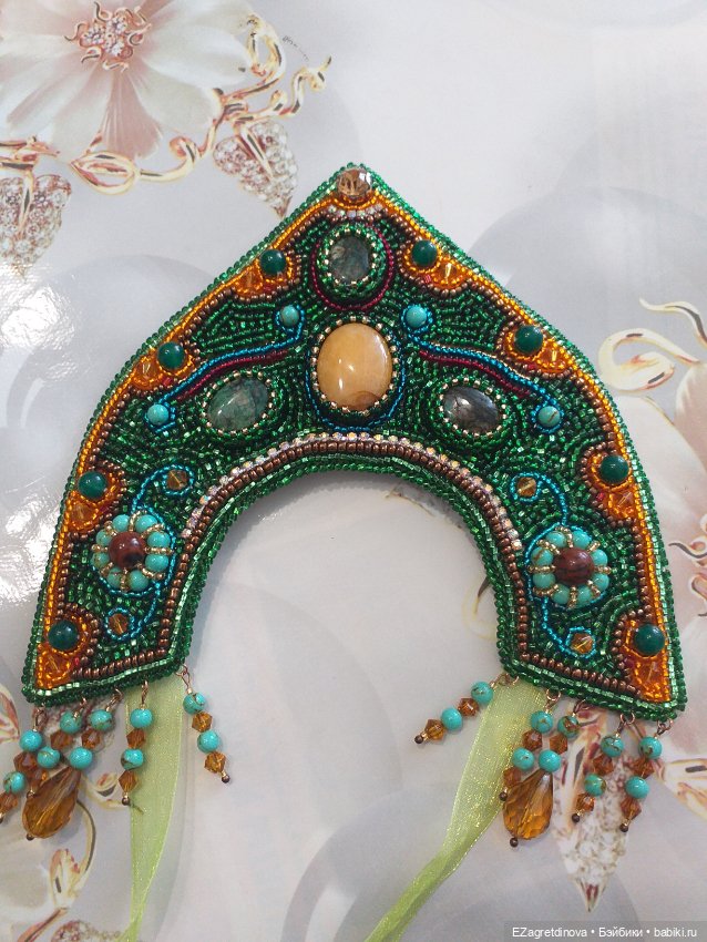 Новинки: Кокошник из бисера - Хозяйка медной горы