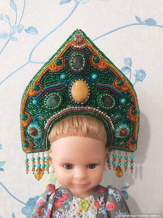 Новинки: Кокошник из бисера - Хозяйка медной горы (фото 3)