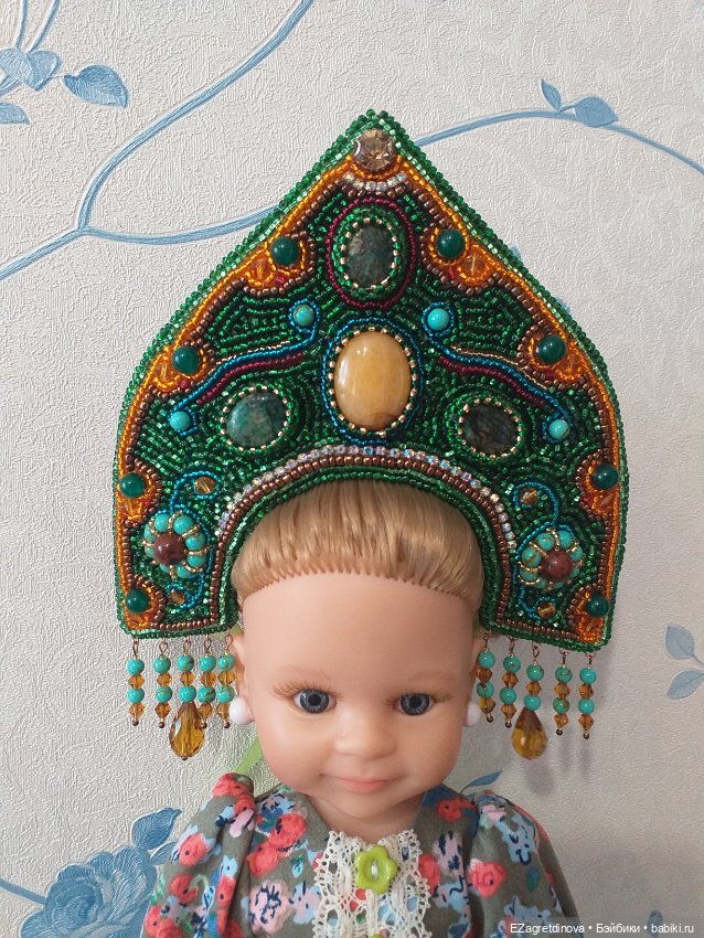 Новинки: Кокошник из бисера - Хозяйка медной горы (фото 5)