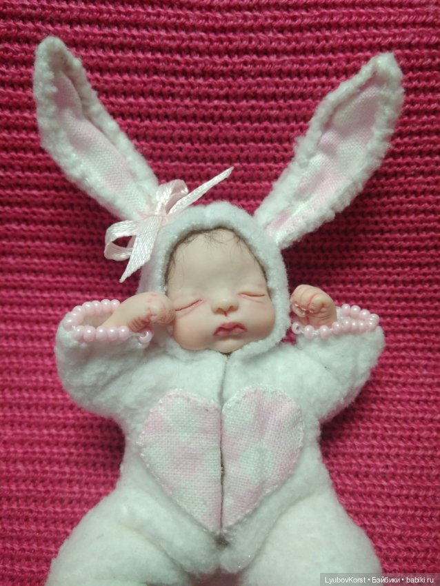 Крошка кролик — Авторские миниатюрные куклы: лепка (фото 4)