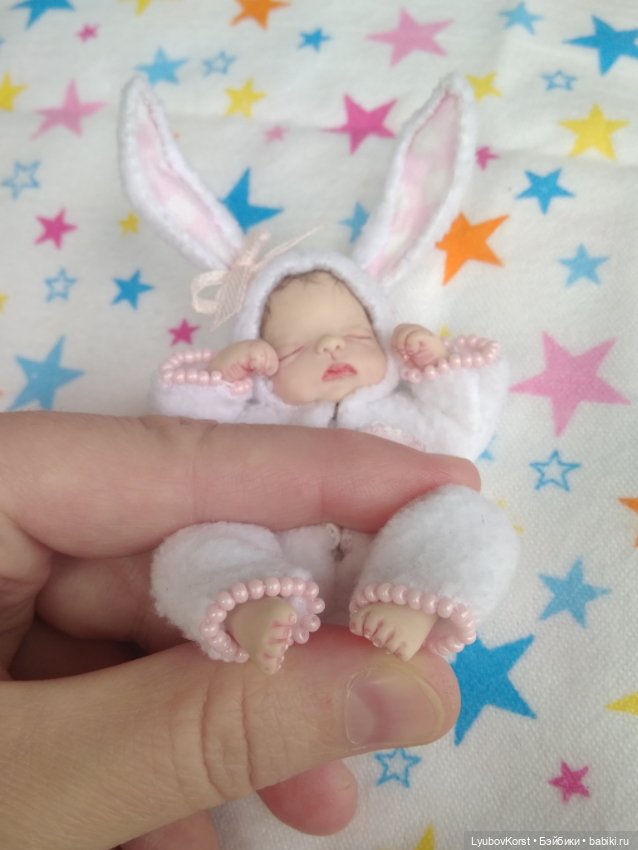 Крошка кролик — Авторские миниатюрные куклы: лепка (фото 3)