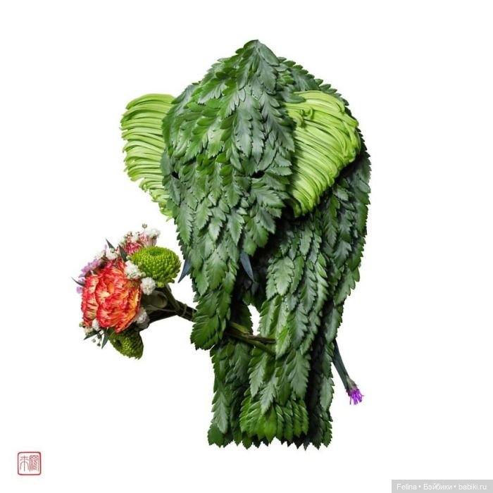 Креативные работы из растений и цветов (фото 6)