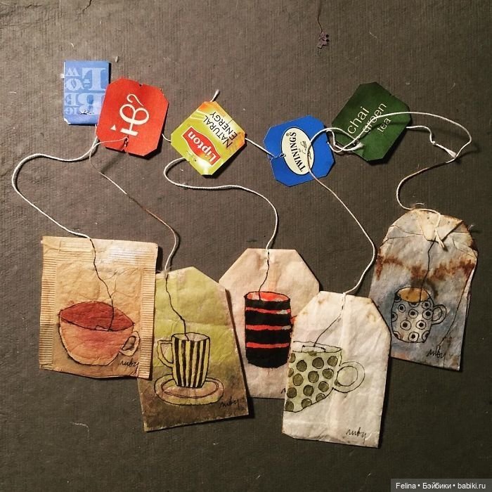 Пакетик чая как холст для картин