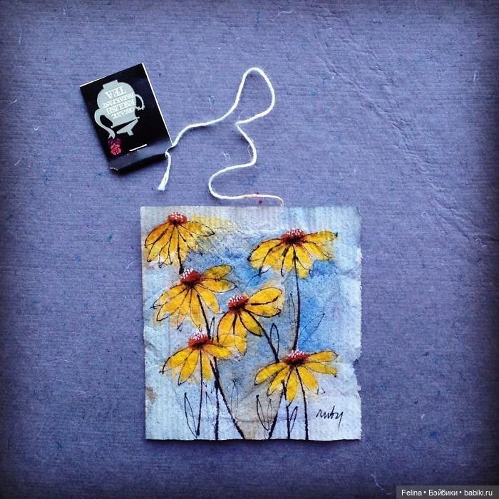 Пакетик чая как холст для картин