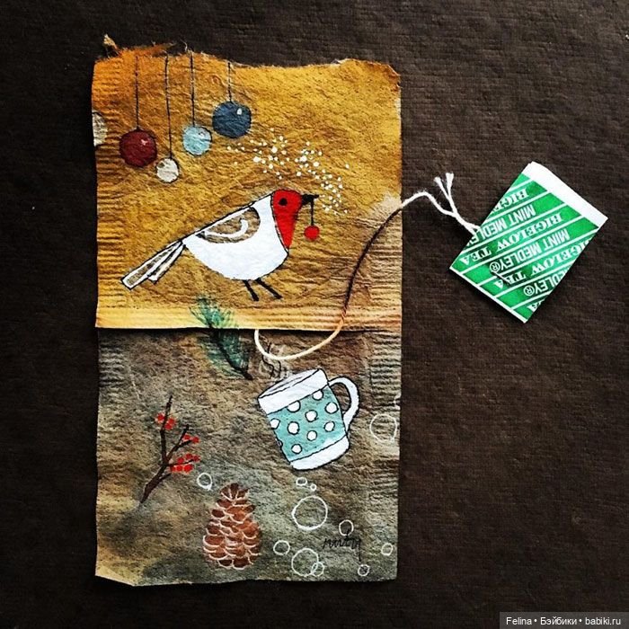 Пакетик чая как холст для картин