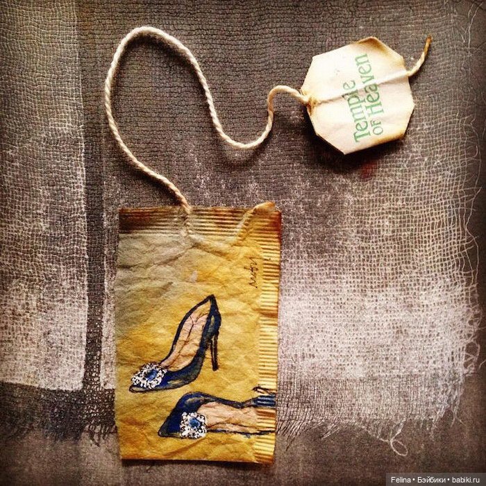 Пакетик чая как холст для картин (фото 10)