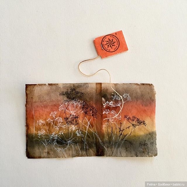 Пакетик чая как холст для картин (фото 5)