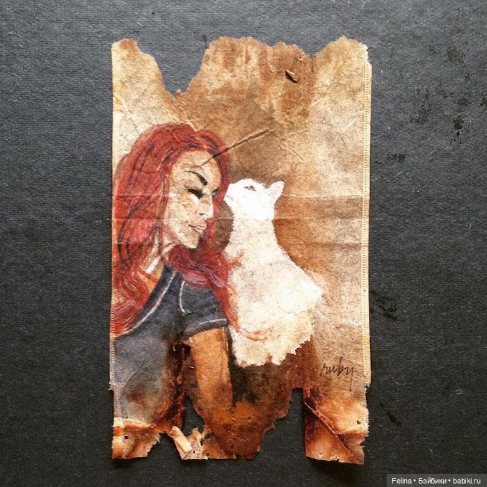 Пакетик чая как холст для картин