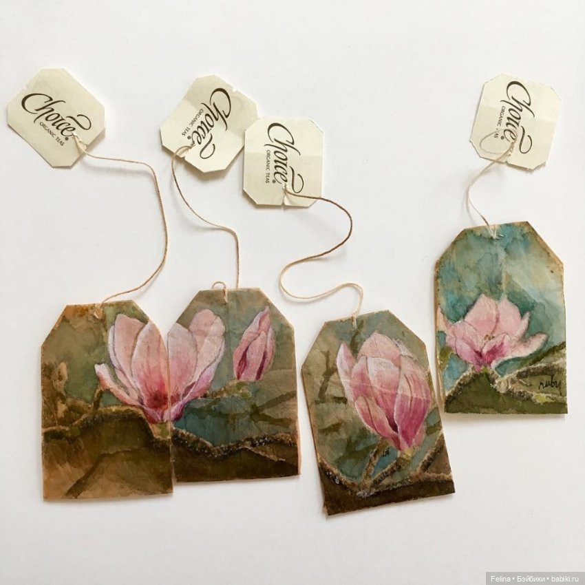 Пакетик чая как холст для картин (фото 8)