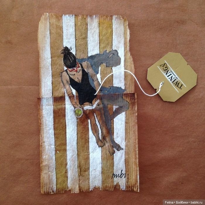 Пакетик чая как холст для картин