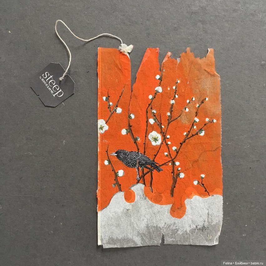 Пакетик чая как холст для картин (фото 6)