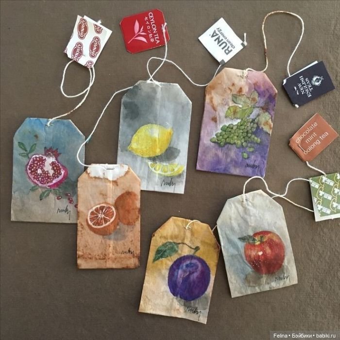 Пакетик чая как холст для картин