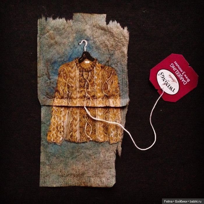 Пакетик чая как холст для картин