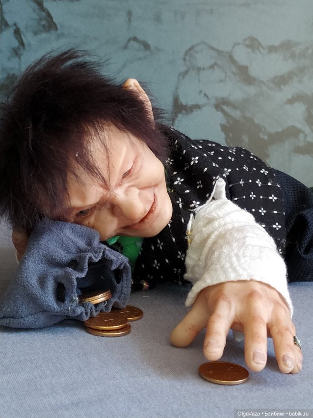 Гном с монетками — Лепка авторских кукол: полимерная глина (фото 8)