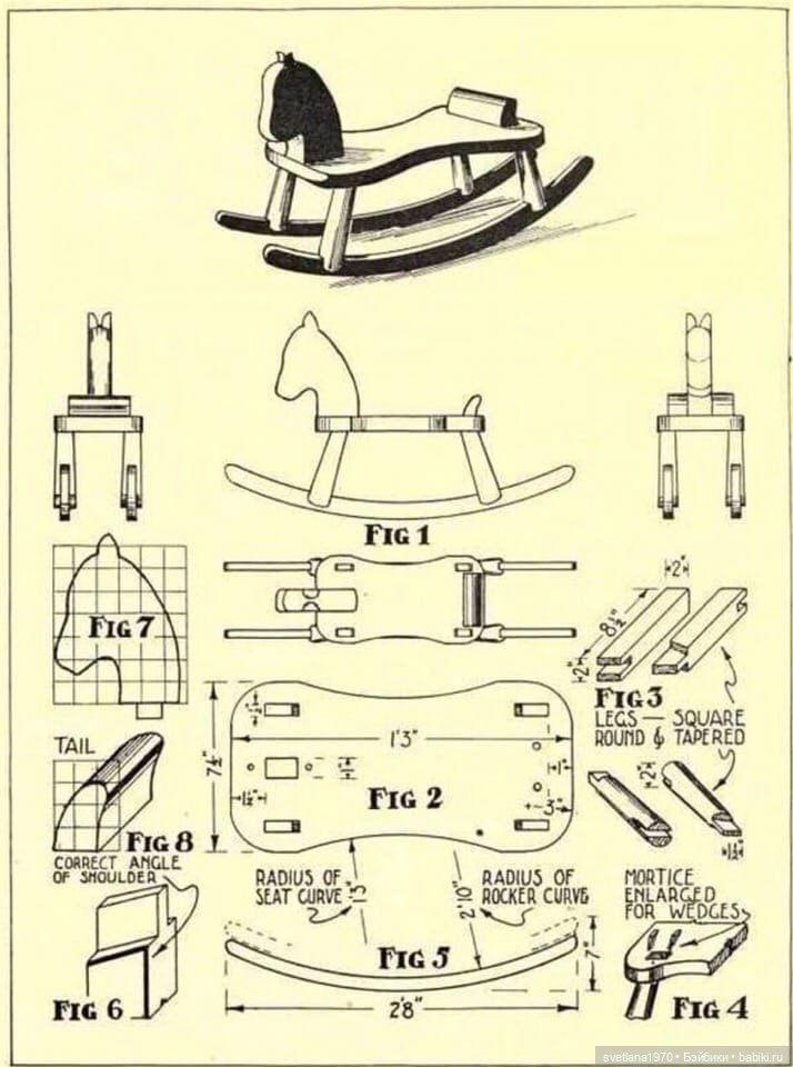Лошадь качалка чертеж