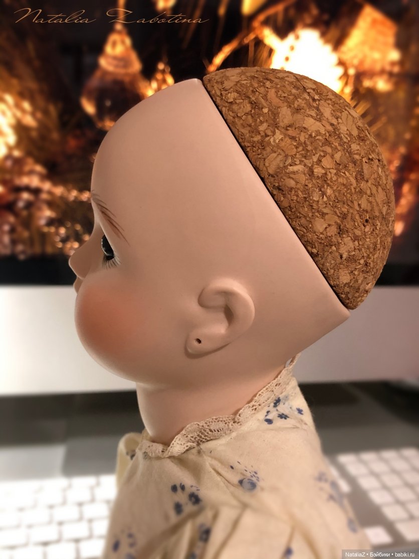 Пейт из пробки под парик — Реставрация антикварных кукол: ремонт фарфора