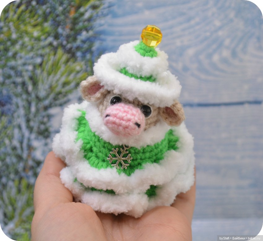 Новогодняя коровушка/бычок в костюме ёлочки. Символ 2021 (фото 5)