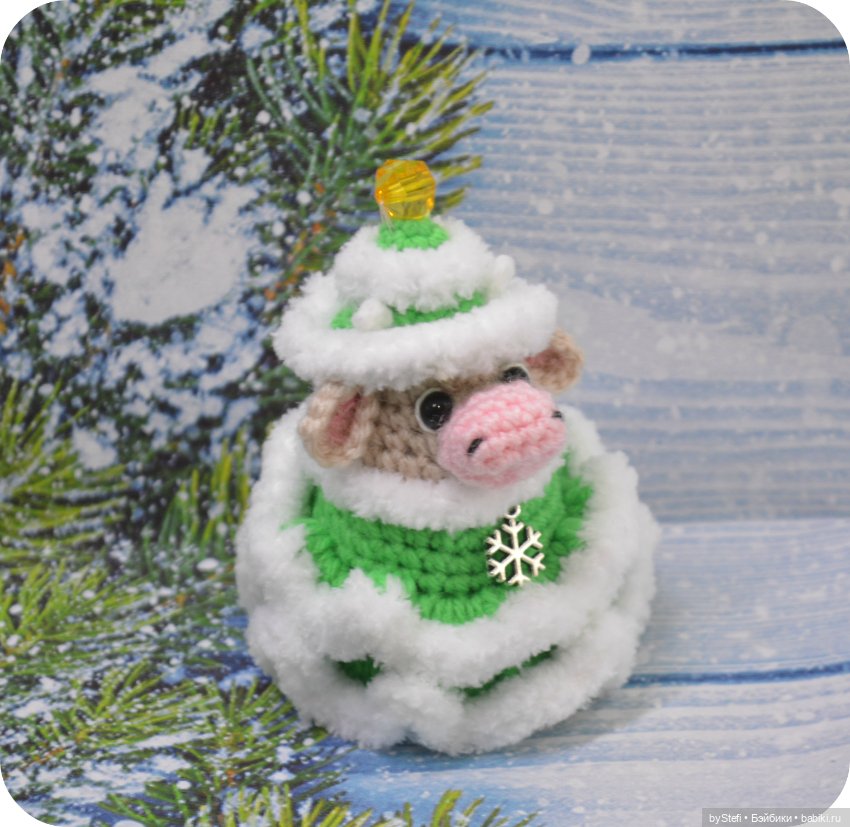 Новогодняя коровушка/бычок в костюме ёлочки. Символ 2021 (фото 2)