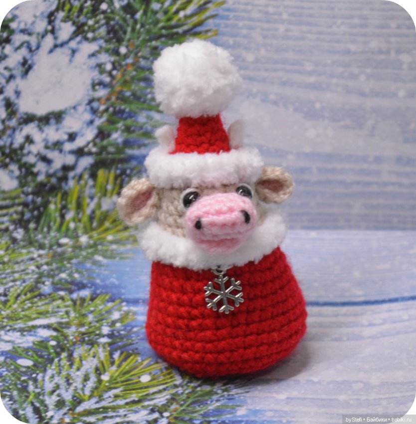 Новогодний бычок Санта — Вязаные игрушки и амигуруми: крючком