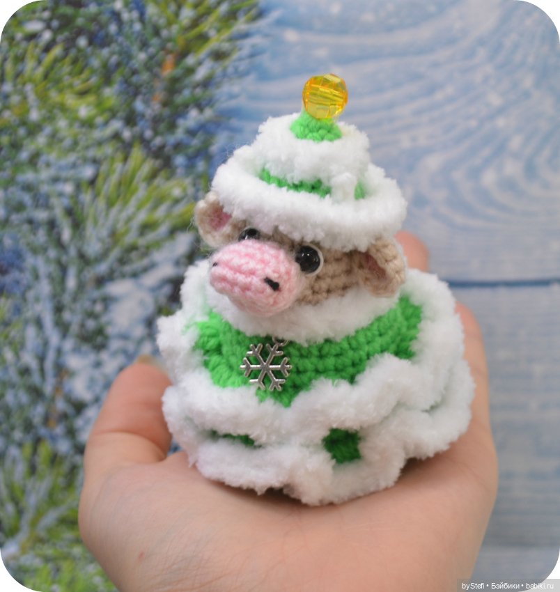 Новогодняя коровушка/бычок в костюме ёлочки. Символ 2021 (фото 4)