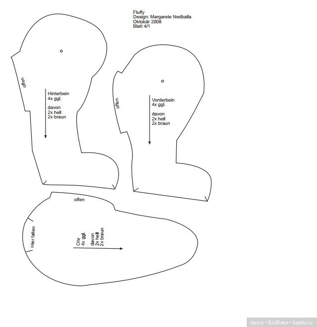 Тедди-пес Флаффи - автор выкройки Margarete Nedballa (фото 3)