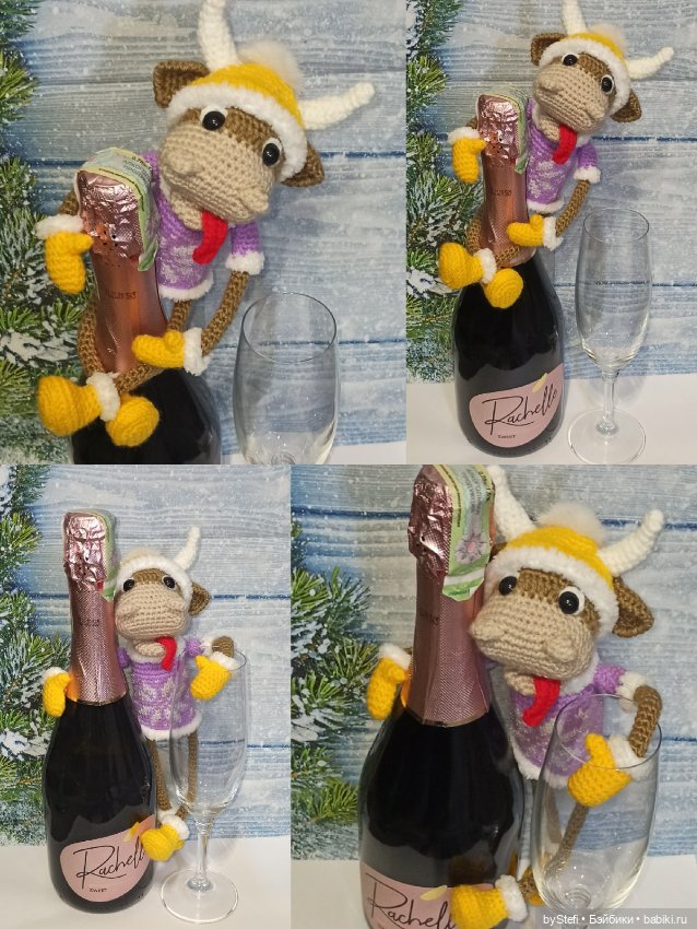 Новогодний бычок Мотя! Позитивный парень. Готов встречать НГ! Авторская работа. Много фото (фото 4)