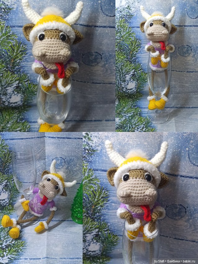 Новогодний бычок Мотя! Позитивный парень. Готов встречать НГ! Авторская работа. Много фото (фото 2)