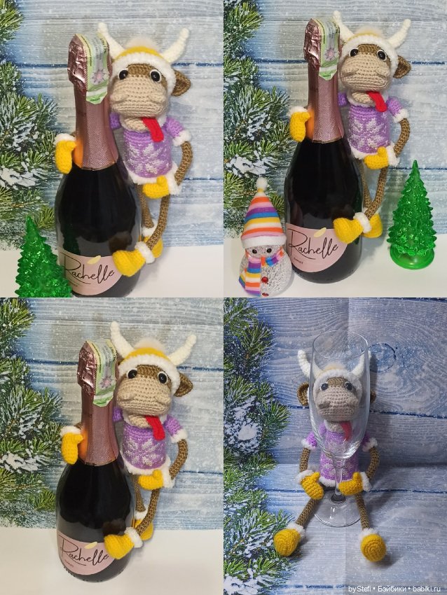 Новогодний бычок Мотя! Позитивный парень. Готов встречать НГ! Авторская работа. Много фото (фото 3)