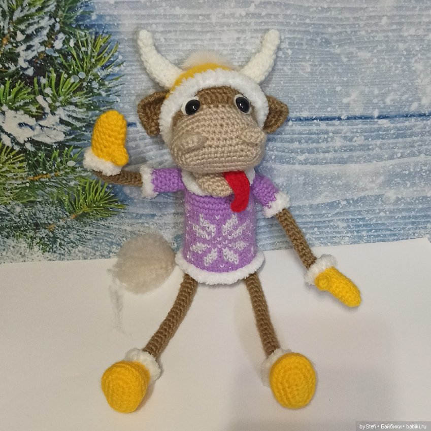 Новогодний бычок Мотя! Позитивный парень. Готов встречать НГ! Авторская работа. Много фото (фото 7)