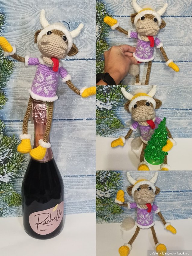 Новогодний бычок Мотя! Позитивный парень. Готов встречать НГ! Авторская работа. Много фото (фото 6)