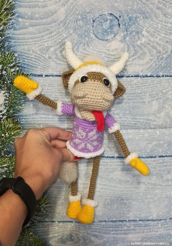 Новогодний бычок Мотя! Позитивный парень. Готов встречать НГ! Авторская работа. Много фото (фото 8)