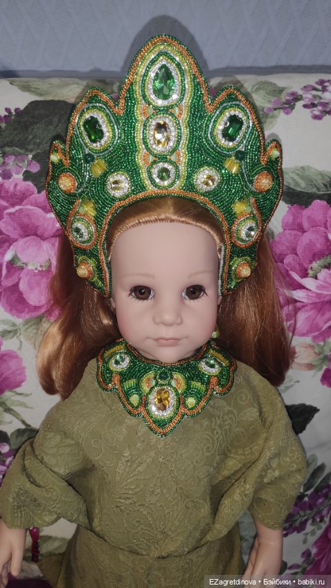 Кокошник и оплечье для кукол Готц Хозяйка медной горы (фото 8)