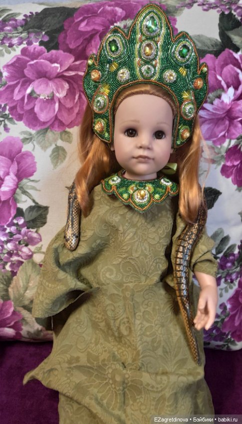 Кокошник и оплечье для кукол Готц Хозяйка медной горы (фото 10)