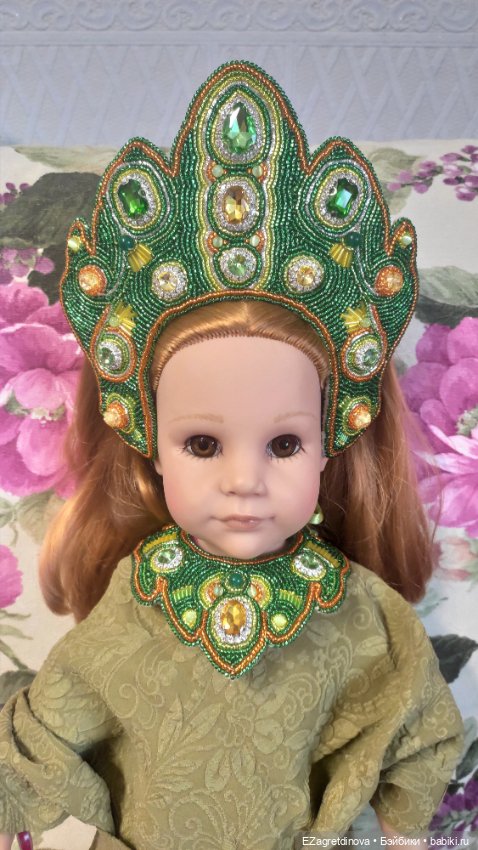 Кокошник и оплечье для кукол Готц Хозяйка медной горы (фото 9)