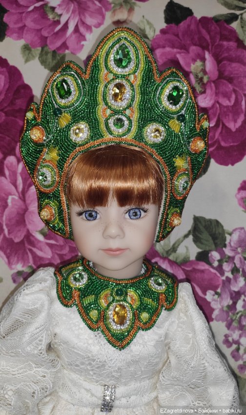 Кокошник и оплечье для кукол Готц Хозяйка медной горы