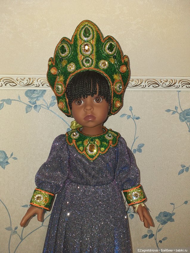 Кокошник и оплечье для кукол Готц Хозяйка медной горы