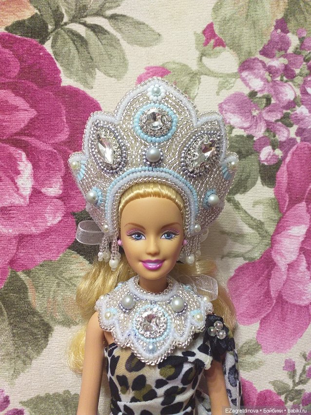 Кокошник и оплечье для кукол Барби и подобных Снегурочка (фото 3)