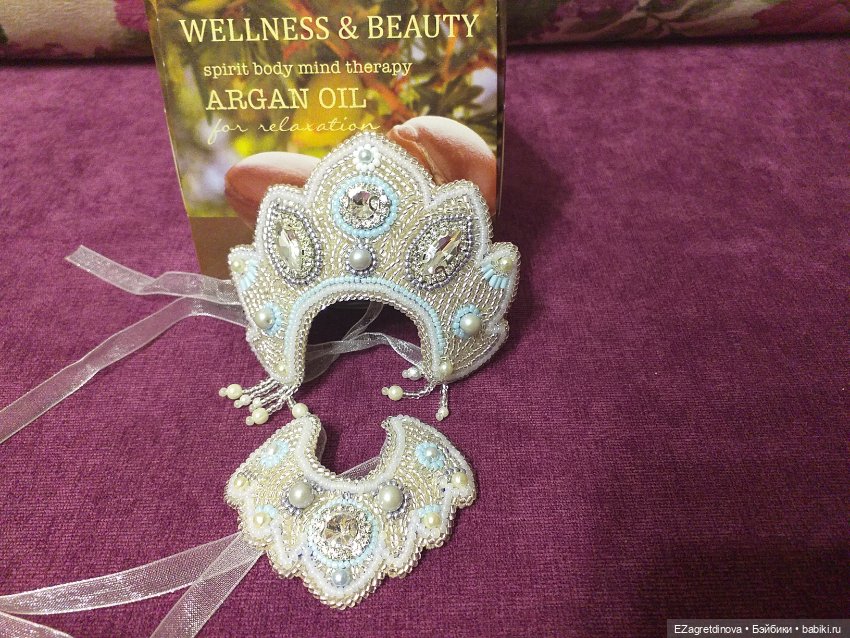 Кокошник и оплечье для кукол Барби и подобных Снегурочка (фото 4)