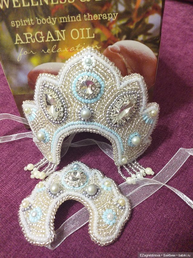 Кокошник и оплечье для кукол Барби и подобных Снегурочка (фото 7)